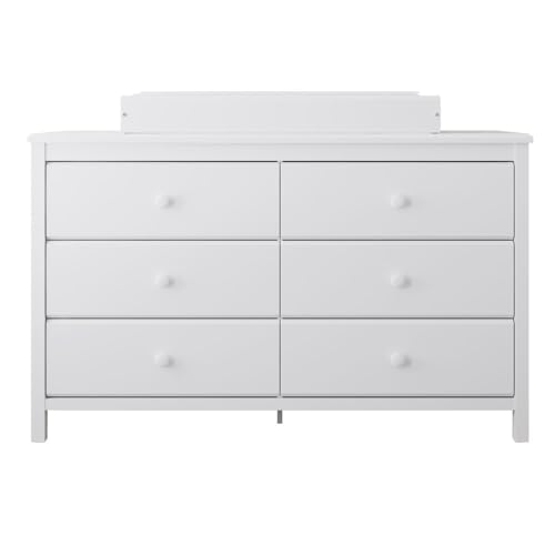 Alpine 6-Drawer Dresser – White Double Chest, GREENGUARD Certified Nursery Storage for Kids or Bedroom