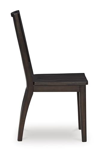Set of 2 Casual Solid Wood Armless Dining Chairs, Contoured Seats, Modern Dark Brown Dining Room