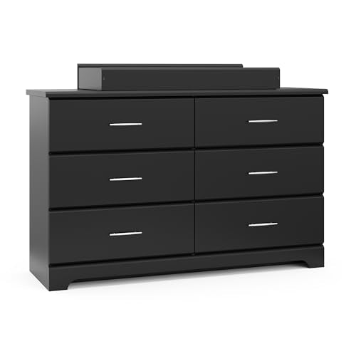 Brookside 6-Drawer Dresser – GREENGUARD Certified Black Chest for Nursery or Kids’ Bedroom Storage