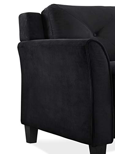 Harrington Sofa in Black, Modern 3-Seater Faux Leather Couch for Living Room, Office, Apartment, Contemporary Look