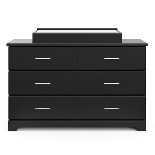Brookside 6-Drawer Dresser – GREENGUARD Certified Black Chest for Nursery or Kids’ Bedroom Storage