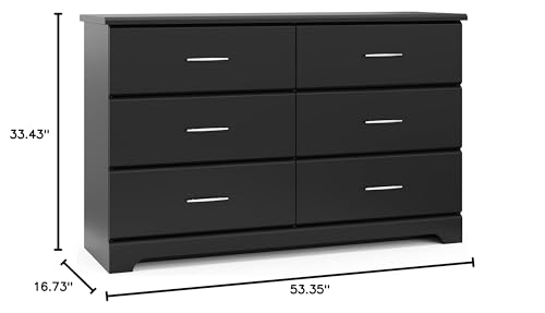 Brookside 6-Drawer Dresser – GREENGUARD Certified Black Chest for Nursery or Kids’ Bedroom Storage