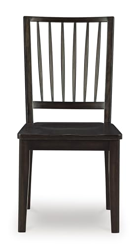 Set of 2 Casual Solid Wood Armless Dining Chairs, Contoured Seats, Modern Dark Brown Dining Room