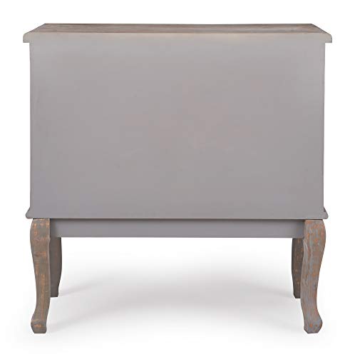Thomas Antique 3-Drawer Country Dresser Chest, Grey Nightstand with Black Ring Handles for Living Room