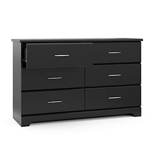 Brookside 6-Drawer Dresser – GREENGUARD Certified Black Chest for Nursery or Kids’ Bedroom Storage