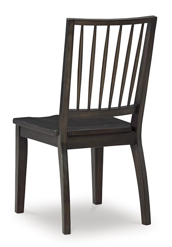Set of 2 Casual Solid Wood Armless Dining Chairs, Contoured Seats, Modern Dark Brown Dining Room