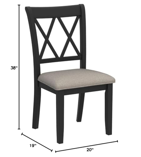 Set of 2 Windvale Fabric Dining Chairs, Upholstered Modern Black Chairs for Kitchen or Dining Room