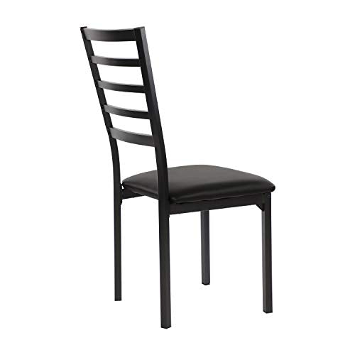 FURNIXI Set of 4 Arin Faux Leather Dining Chairs with Metal Frame, Modern 19" Seat Height, Black Finish