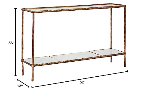 Ryandale Modern Console Sofa Table with Antique Brass Finish, Stylish Entryway Accent Table for Living Room