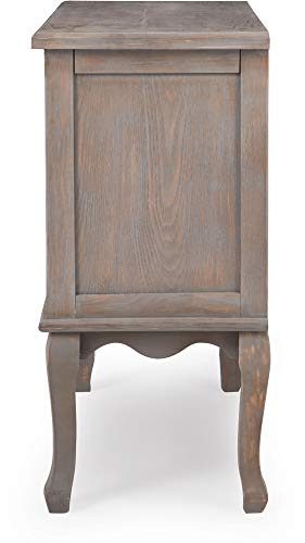 Thomas Antique 3-Drawer Country Dresser Chest, Grey Nightstand with Black Ring Handles for Living Room
