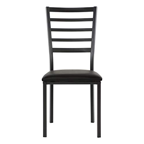FURNIXI Set of 4 Arin Faux Leather Dining Chairs with Metal Frame, Modern 19" Seat Height, Black Finish