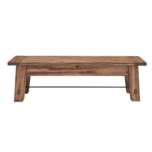 Durango 60" Rustic Farmhouse Wood Bench, Solid Wood Entryway Seating for Dining, Kitchen, Hallway
