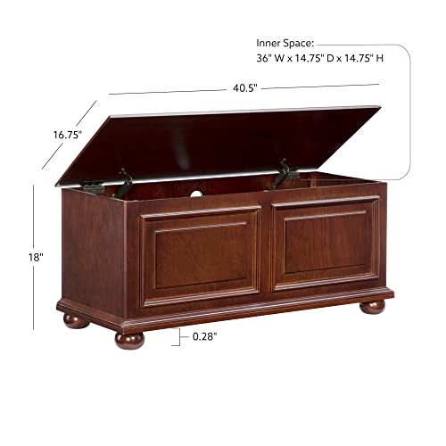 Chadwick Cedar Chest, Wooden Storage Trunk with Cherry Finish for Bedroom, Living Room, or Hallway