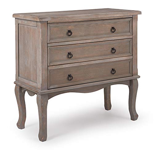Thomas Antique 3-Drawer Country Dresser Chest, Grey Nightstand with Black Ring Handles for Living Room