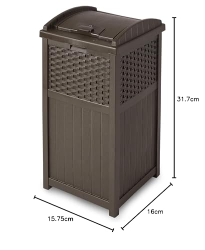 33 Gallon Outdoor Trash Can with Lid – Commercial Hideaway Bin for Garage, Garden, or Patio, Fits 30-33 Gal Bags