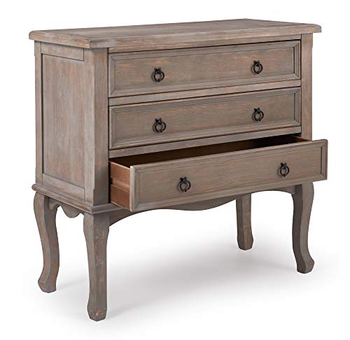 Thomas Antique 3-Drawer Country Dresser Chest, Grey Nightstand with Black Ring Handles for Living Room