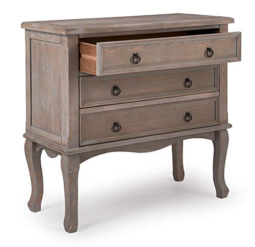 Thomas Antique 3-Drawer Country Dresser Chest, Grey Nightstand with Black Ring Handles for Living Room