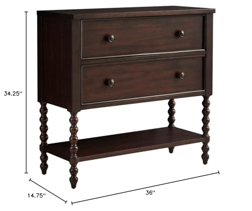 Beckett Accent Storage Cabinet, Natural 36" Chest with 2 Drawers & Open Shelf for Coastal Living Room