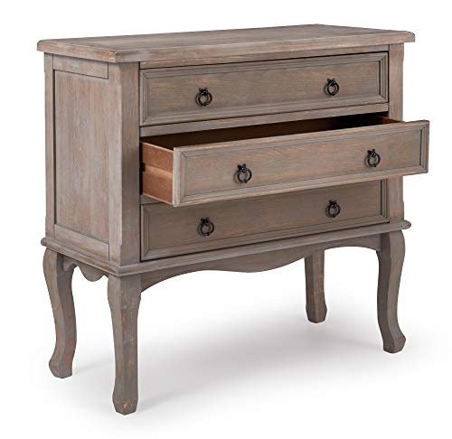 Thomas Antique 3-Drawer Country Dresser Chest, Grey Nightstand with Black Ring Handles for Living Room