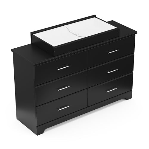 Brookside 6-Drawer Dresser – GREENGUARD Certified Black Chest for Nursery or Kids’ Bedroom Storage