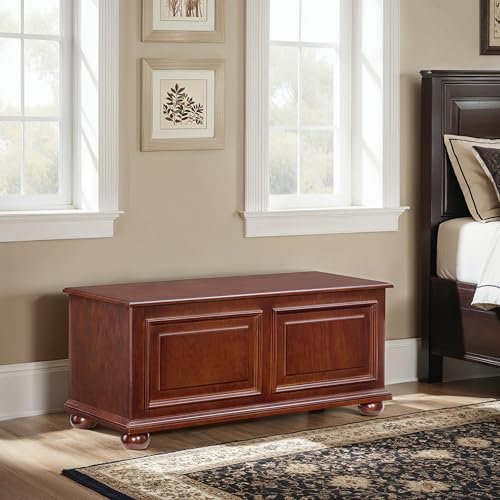 Chadwick Cedar Chest, Wooden Storage Trunk with Cherry Finish for Bedroom, Living Room, or Hallway