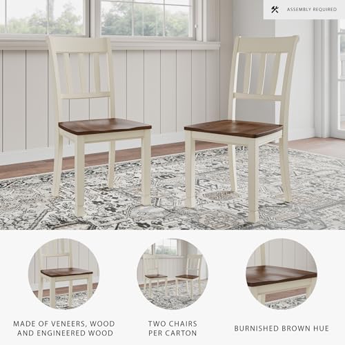WhiteOwing Dining Chair, Two-Tone Cottage White and Brown Wood Design, Classic Dining Room Seating