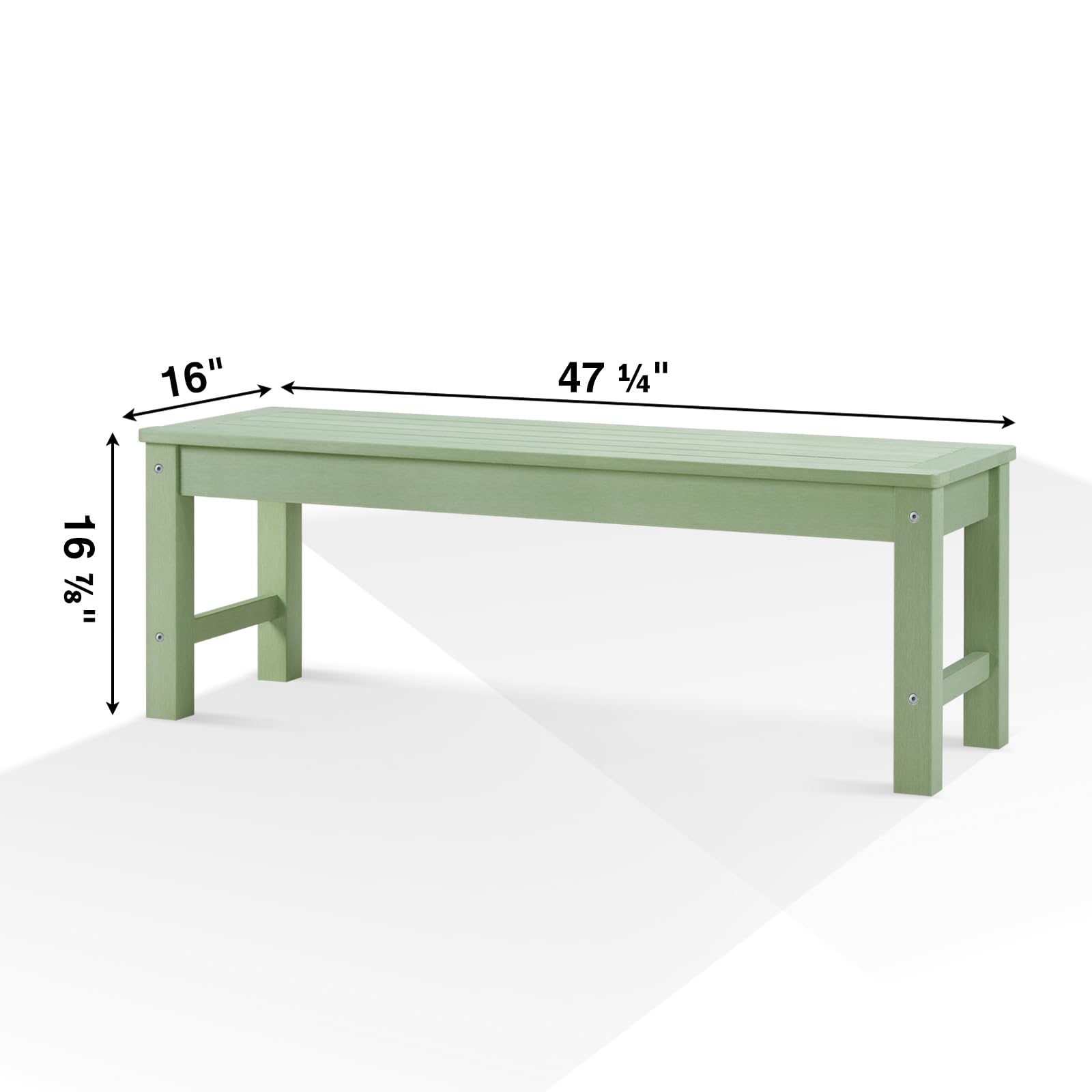 Green Poly Lumber 2-Person Outdoor Bench, Weatherproof Patio Garden Bench That Never Fades or Rots
