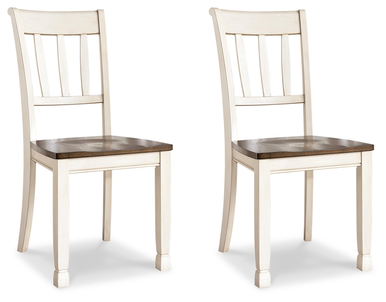WhiteOwing Dining Chair, Two-Tone Cottage White and Brown Wood Design, Classic Dining Room Seating