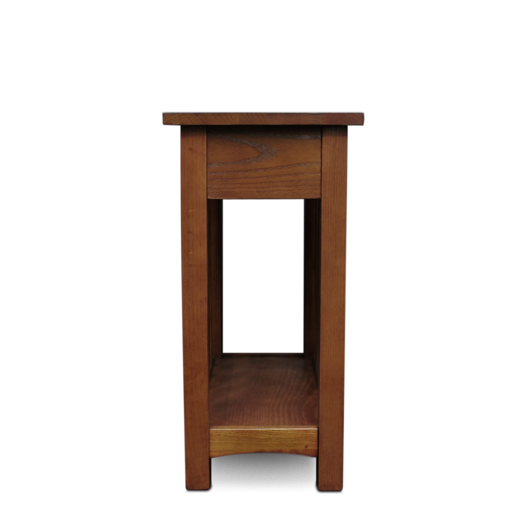 Medium Oak Mission End Table, Narrow Wood Side Table with Drawer and Shelf, Easy Assembly