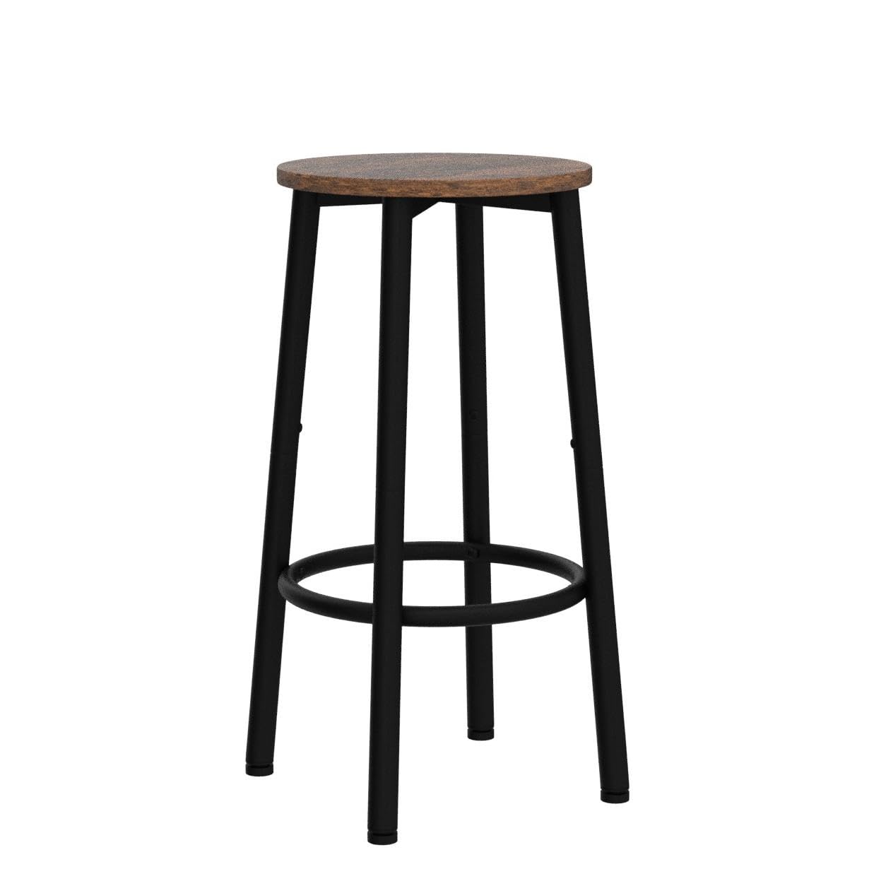 Bar Stools Set of 2, Round Counter Height Kitchen Stools with Footrest, Sturdy Steel Frame for Dining Room, Party, Rustic Brown