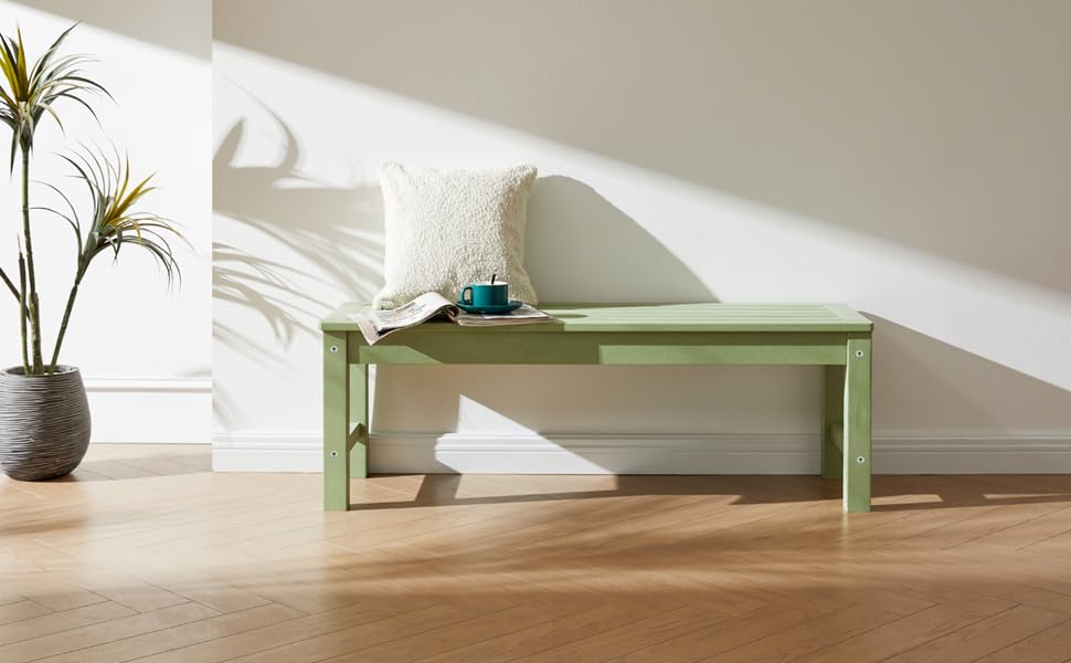 Green Poly Lumber 2-Person Outdoor Bench, Weatherproof Patio Garden Bench That Never Fades or Rots