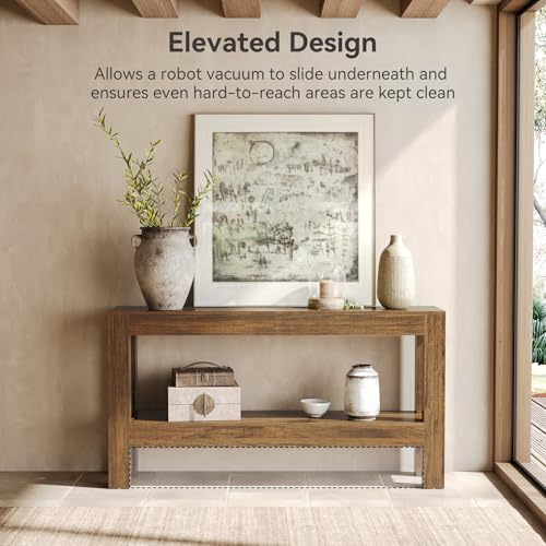 63" Narrow Console Table with 2-Tier Shelves, Farmhouse Wooden Entryway Table for Sofa, Hallway, or Living Room