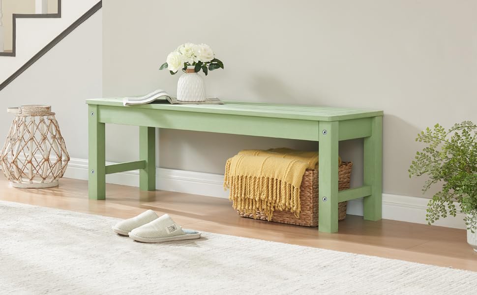 Green Poly Lumber 2-Person Outdoor Bench, Weatherproof Patio Garden Bench That Never Fades or Rots