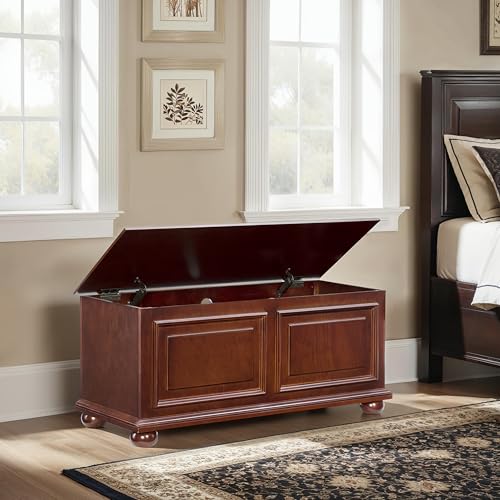 Chadwick Cedar Chest, Wooden Storage Trunk with Cherry Finish for Bedroom, Living Room, or Hallway