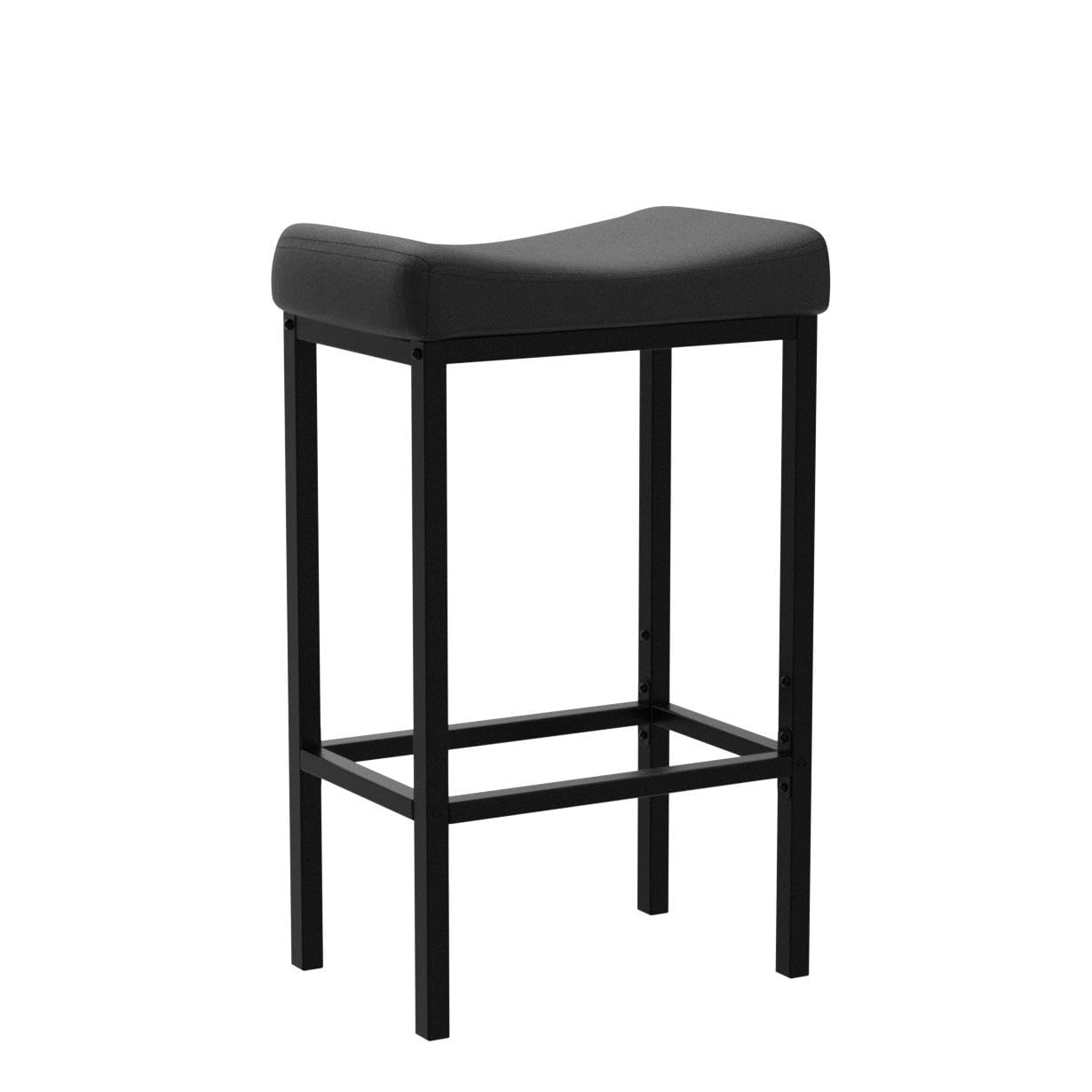 Bar Stools Set of 2, 24.8" Saddle Stools with Curved Seat & 2.4" Cushion, Counter Height Bar Chairs for Kitchen, Cafe, Black
