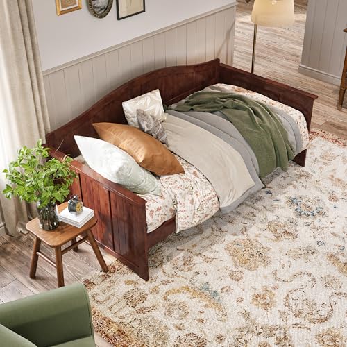 Nantucket Twin Daybed – Classic Walnut Wood Frame, Ideal for Living Room, Guest Room or Bedroom