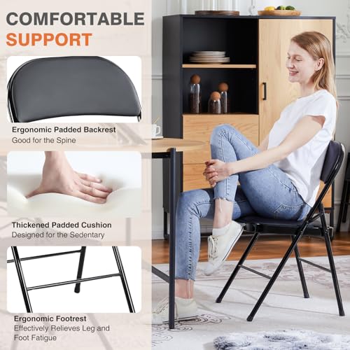 12-Pack Padded Folding Chairs, Leather Foldable Metal Chairs for Office, Home, Indoor & Outdoor Events