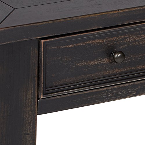 Gavelston Rustic Sofa Table with 4 Drawers & Shelf, Weathered Black Console Table for Living Room, Entryway, or Hallway