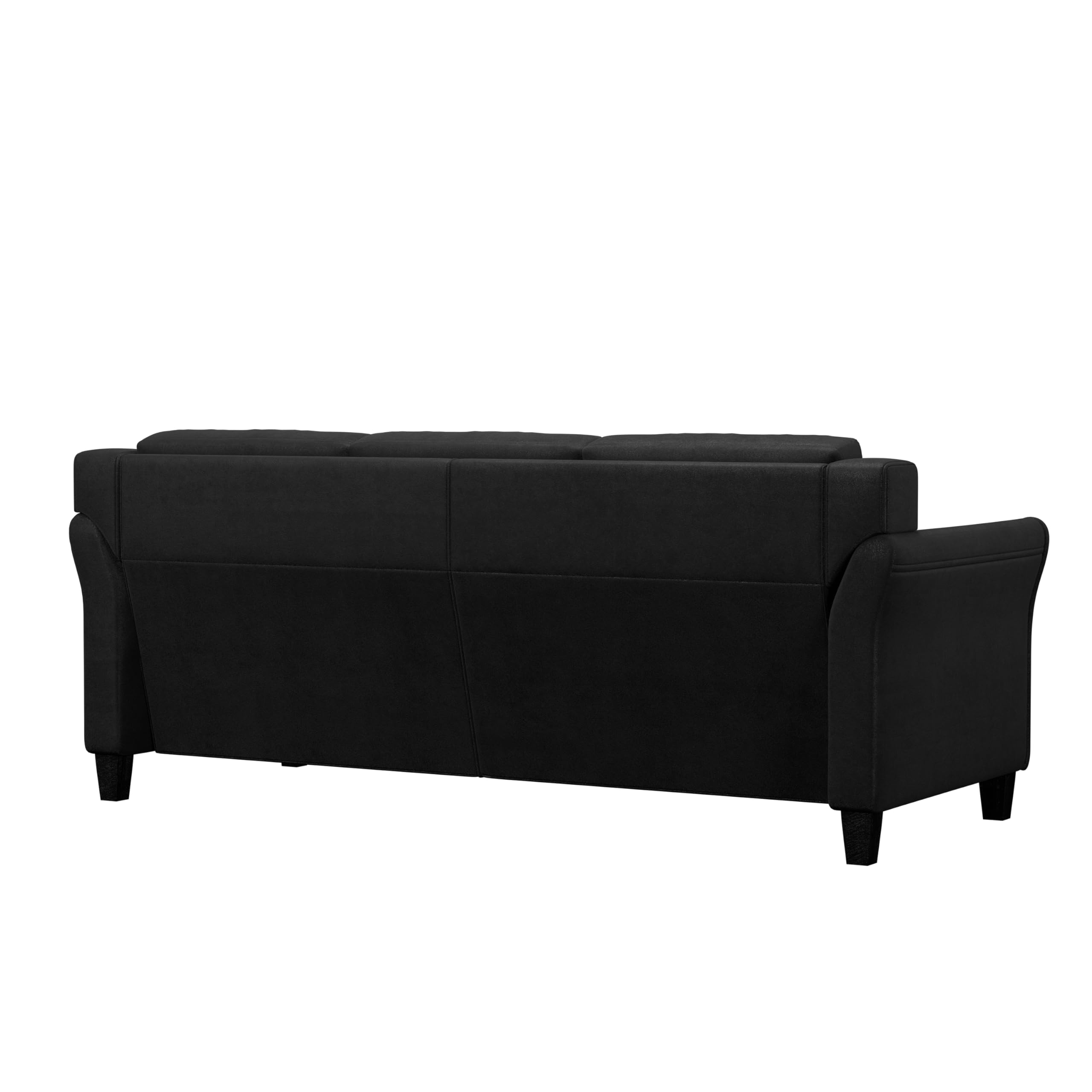 Harrington Sofa in Black, Modern 3-Seater Faux Leather Couch for Living Room, Office, Apartment, Contemporary Look