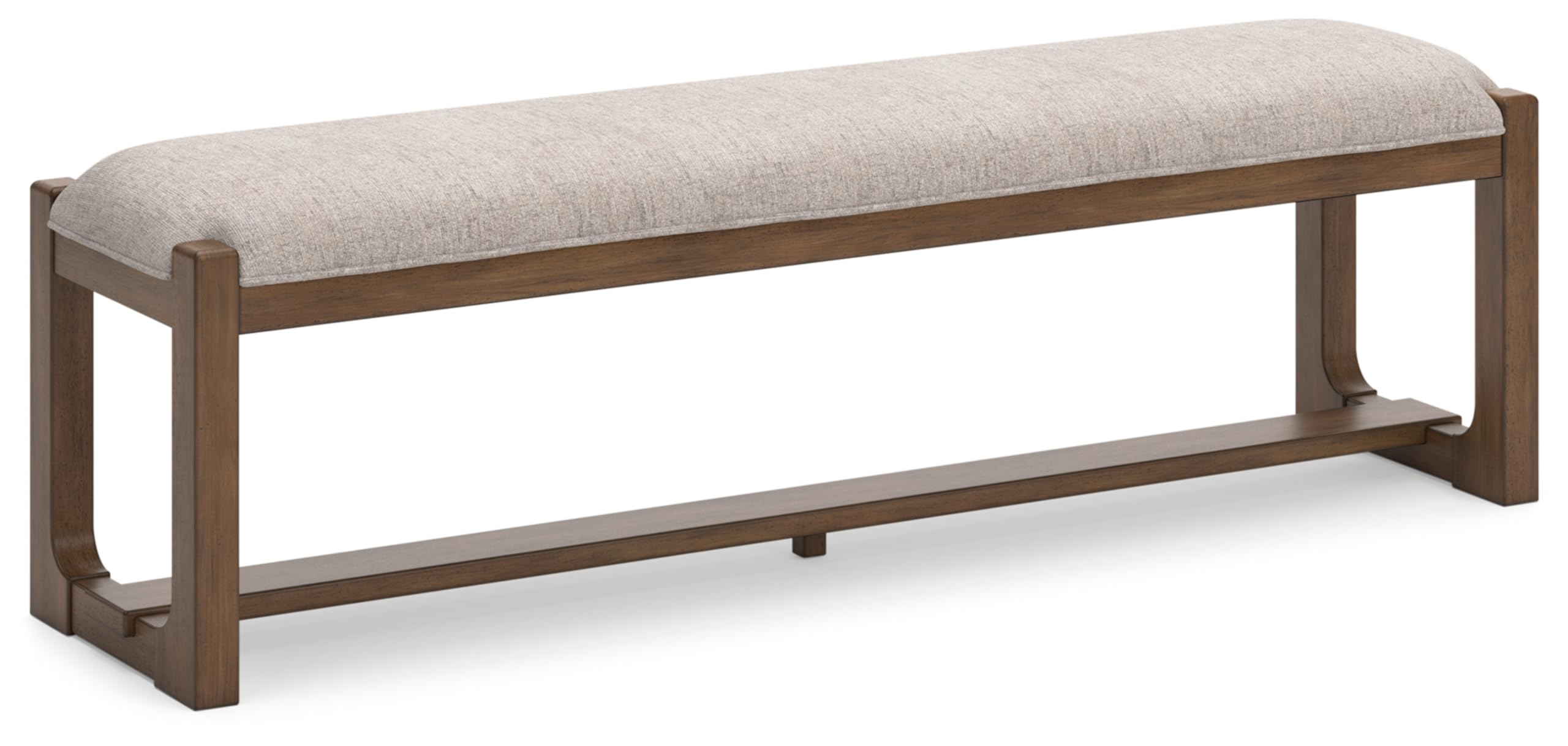 Cabalynn 63" Upholstered Dining Bench, Beige and Light Brown Farmhouse Style Seating for 6-8 People