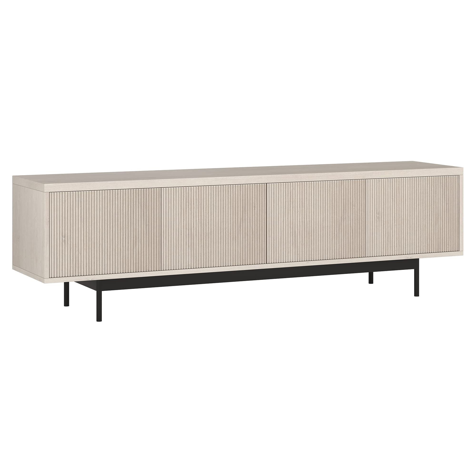 Whitman TV Stand – 70" Wide Entertainment Unit in Elegant Alder White Finish for Modern Living Room Setup