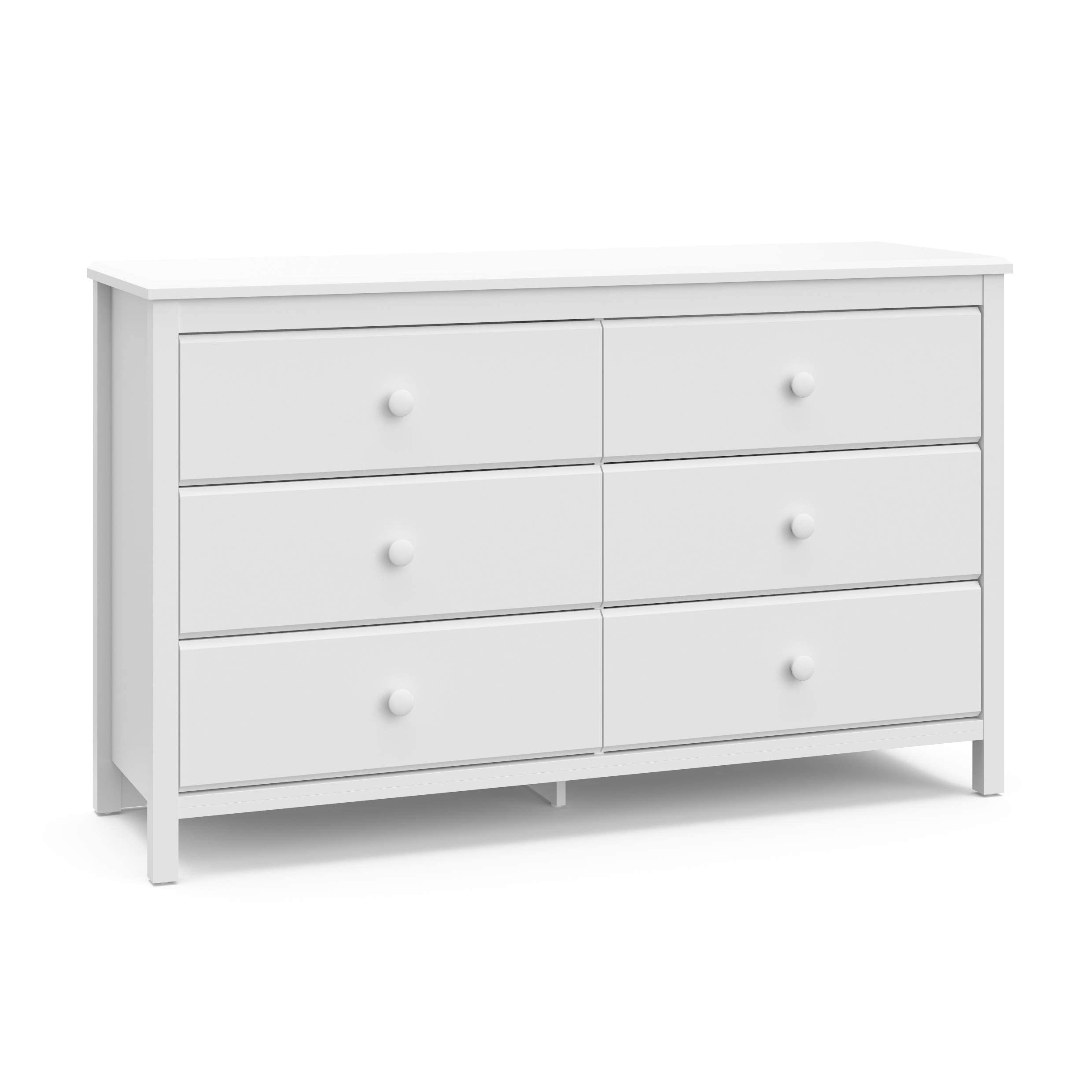 Alpine 6-Drawer Dresser – White Double Chest, GREENGUARD Certified Nursery Storage for Kids or Bedroom