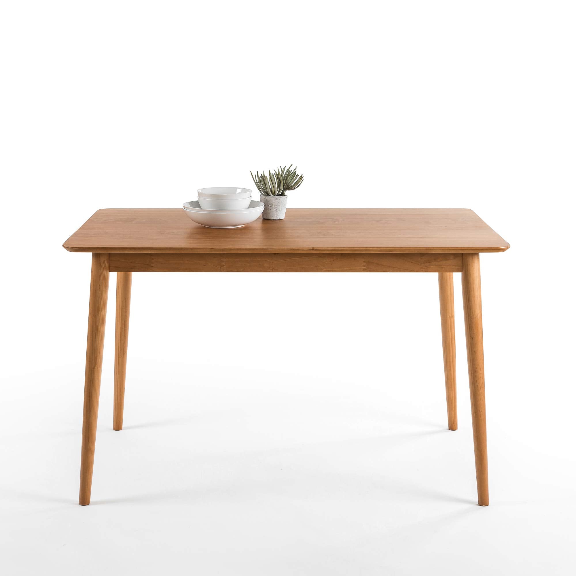 47" Solid Wood Dining Table, Natural Brown Kitchen Table with Easy Assembly for Dining or Office Use
