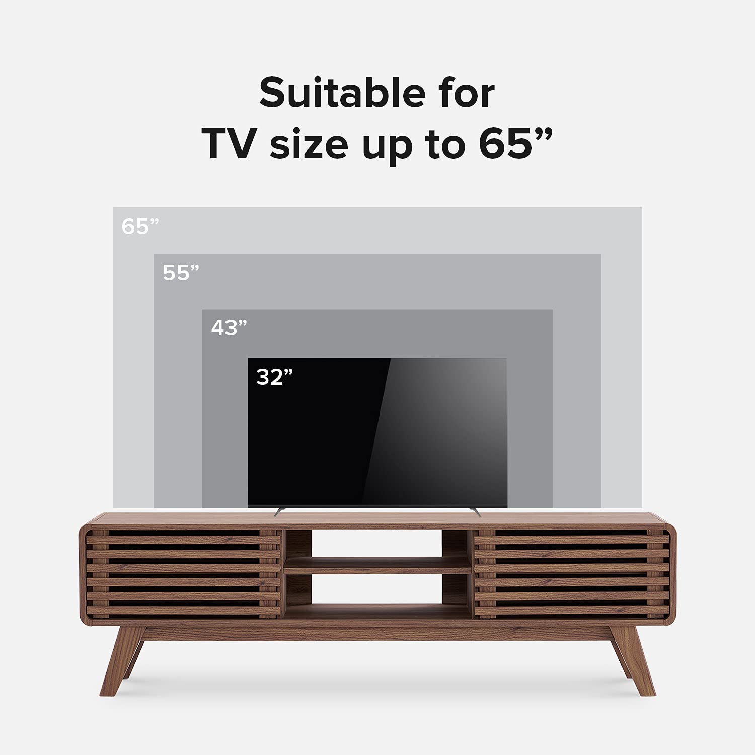 Ensley TV Stand – 59" Walnut Mid-Century Console for 55–65" TVs, Farmhouse Media Cabinet for Living Room or Bedroom