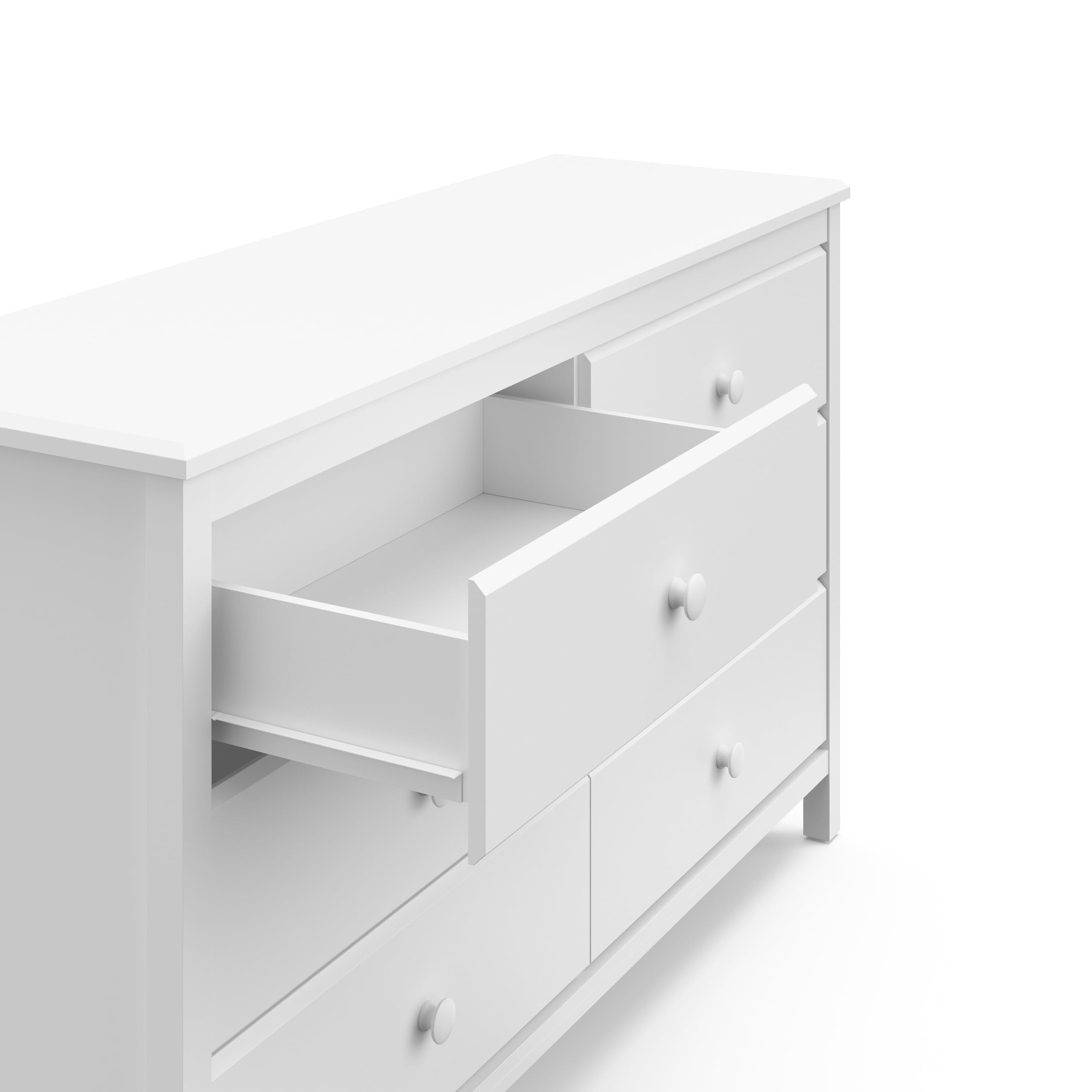 Alpine 6-Drawer Dresser – White Double Chest, GREENGUARD Certified Nursery Storage for Kids or Bedroom