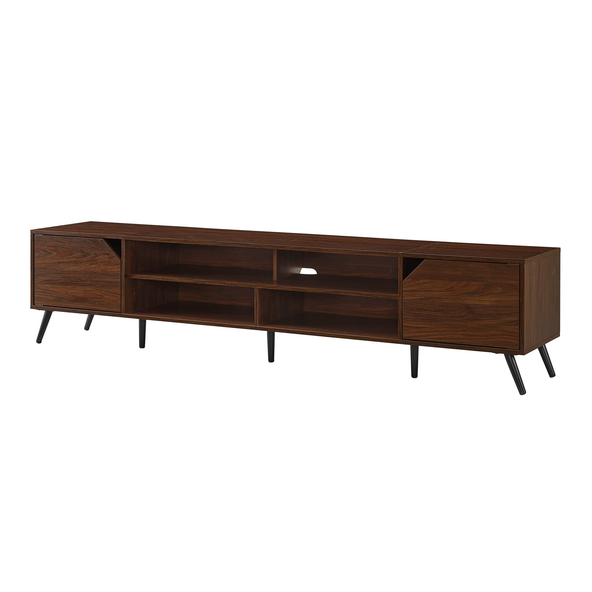 Nora Modern TV Stand – Minimal Open-Shelf Media Console for TVs up to 90 Inches, 80" Dark Walnut Entertainment Unit