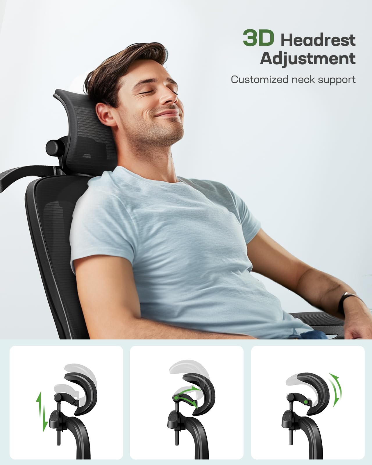 Ergonomic Gaming Chair with 3D Headrest, Lumbar Support, Flip-Up Arms & Tilt Lock, Adjustable Desk Chair
