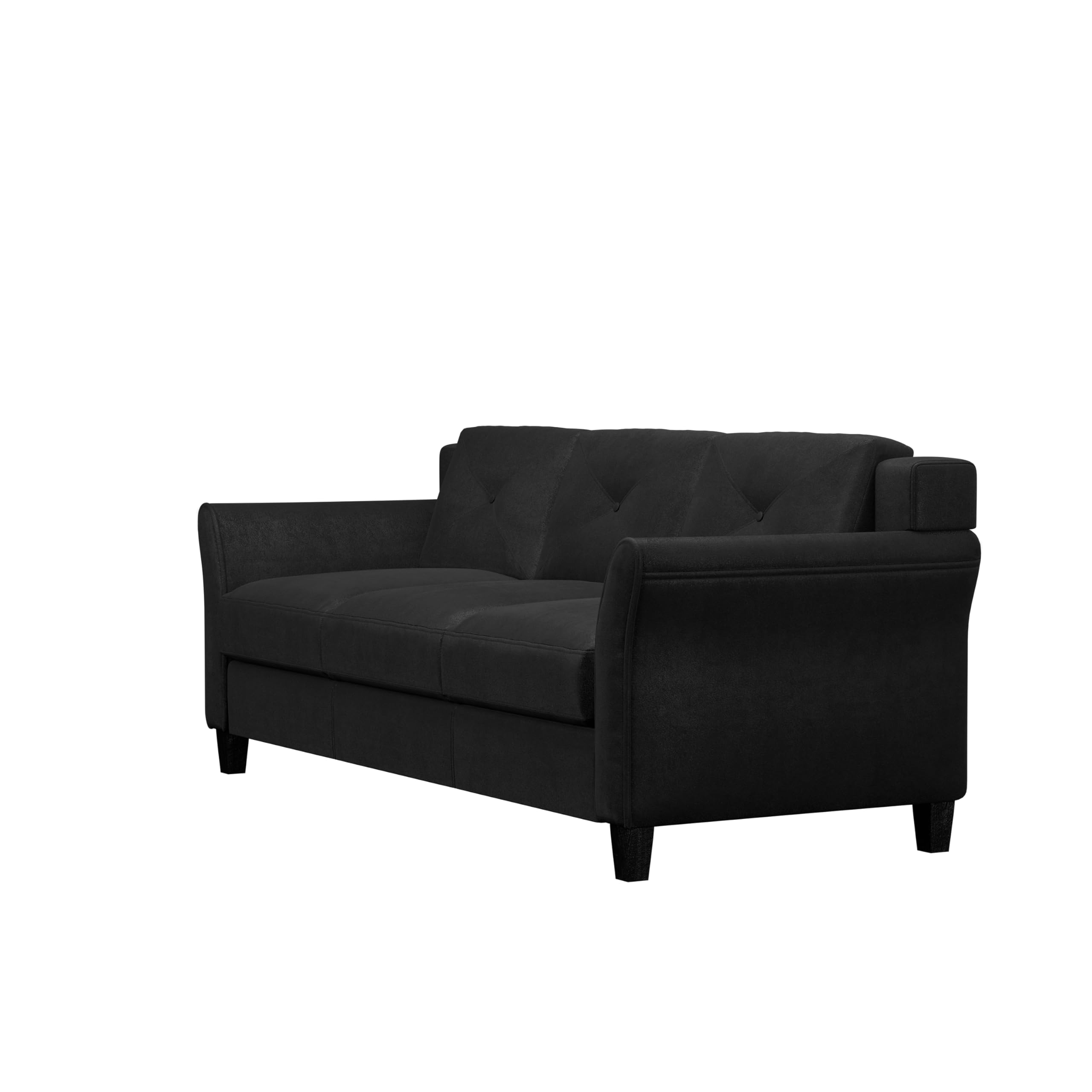 Harrington Sofa in Black, Modern 3-Seater Faux Leather Couch for Living Room, Office, Apartment, Contemporary Look