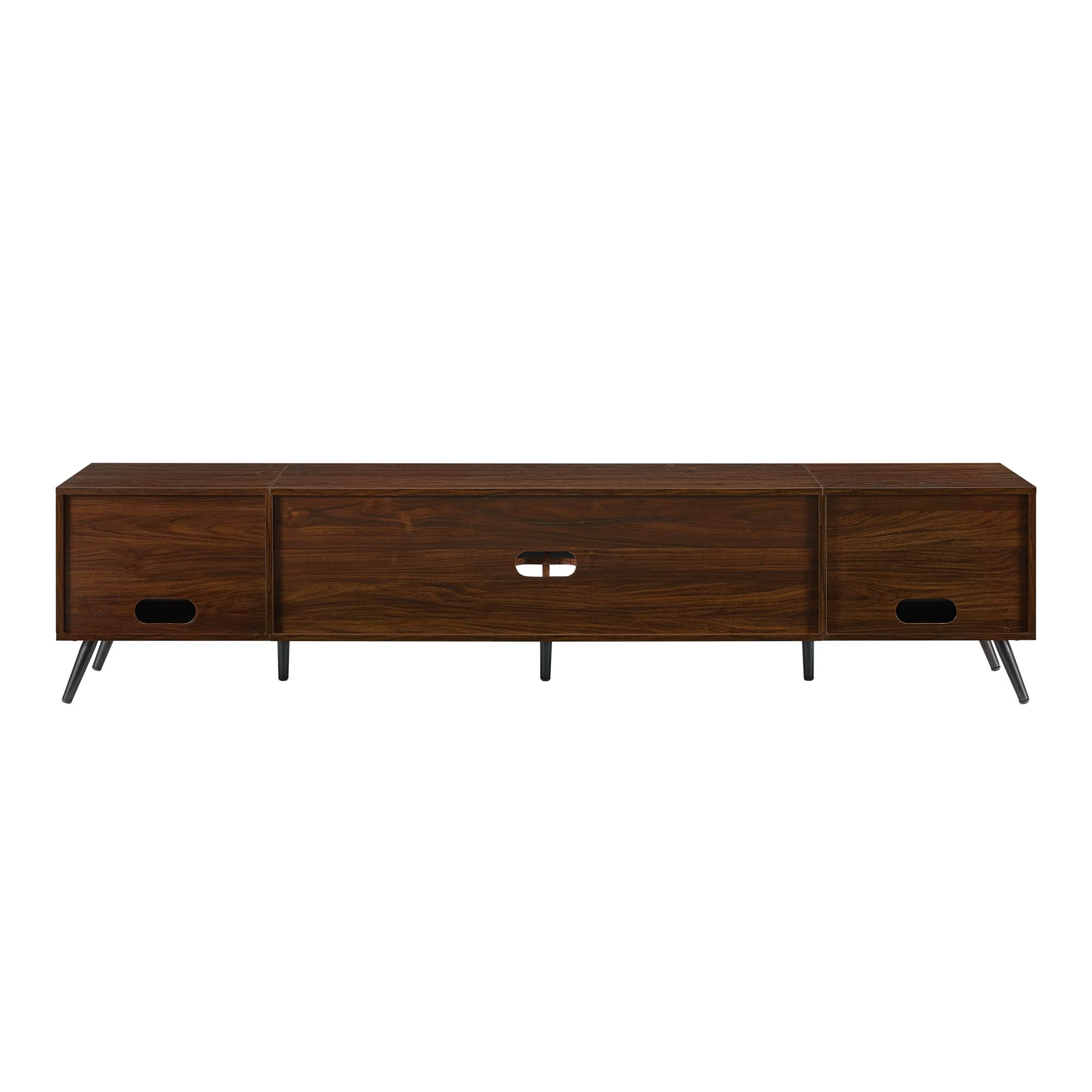 Nora Modern TV Stand – Minimal Open-Shelf Media Console for TVs up to 90 Inches, 80" Dark Walnut Entertainment Unit