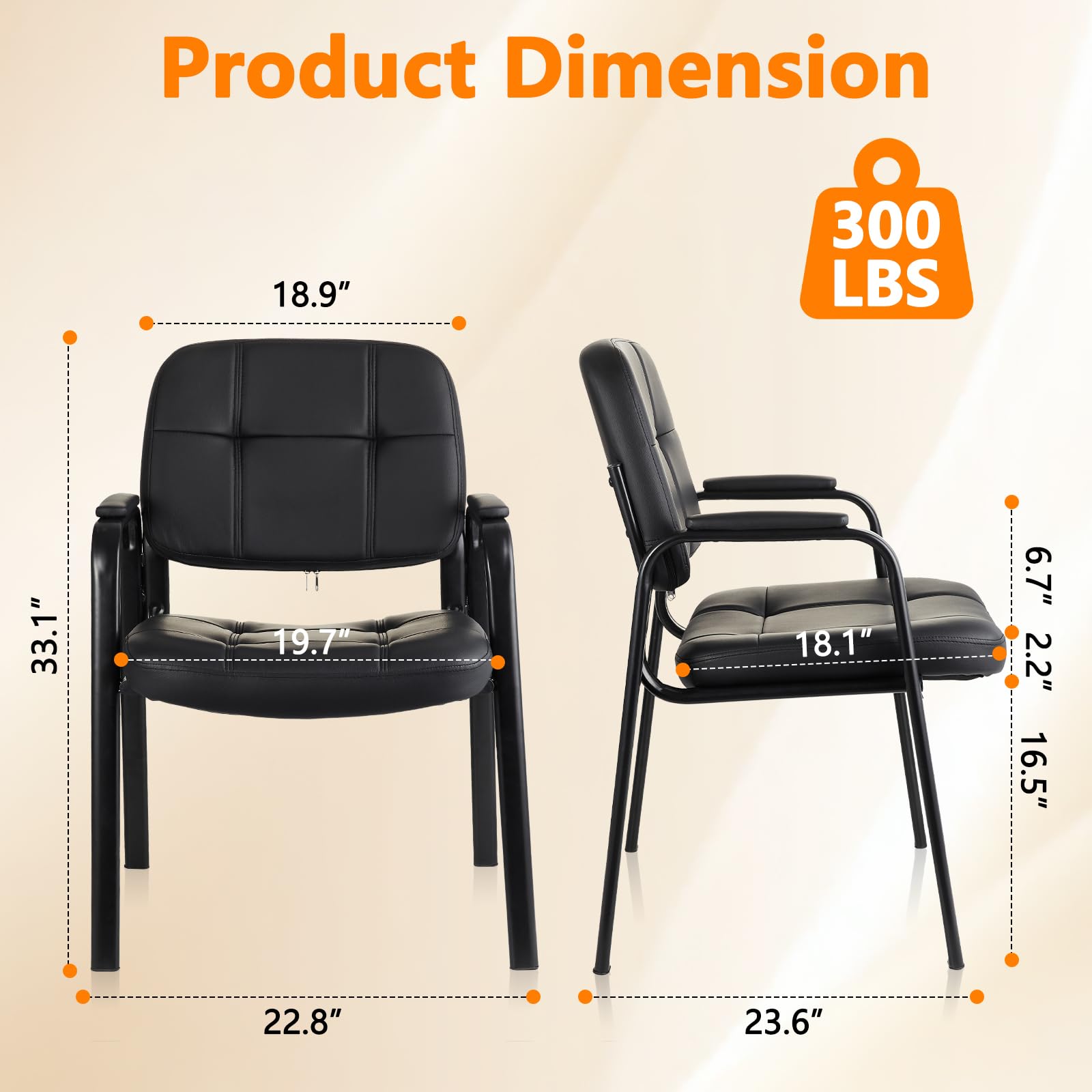4-Pack Bonded Leather Guest Chairs with Arms, Office Reception Chairs for Conference Room or Lobby, Black
